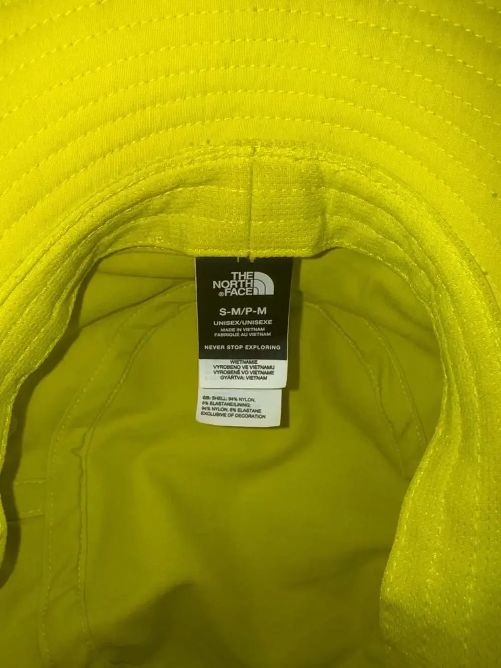 The North Face Cypress Bucket Hat Acid Yellow TNF Logo Band S/M